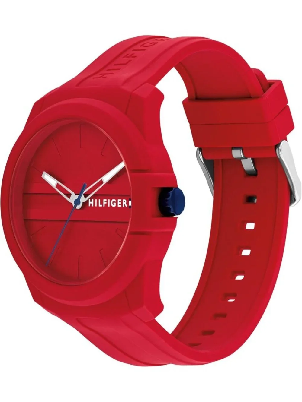 Men's Red Quartz Casual Sport Style Silicone Strap Water-Resistant Wrist Watch